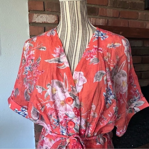 NWT Lula Soul Splender Midi Dress in Flame Orange Floral Sz XS - Picture 3 of 8